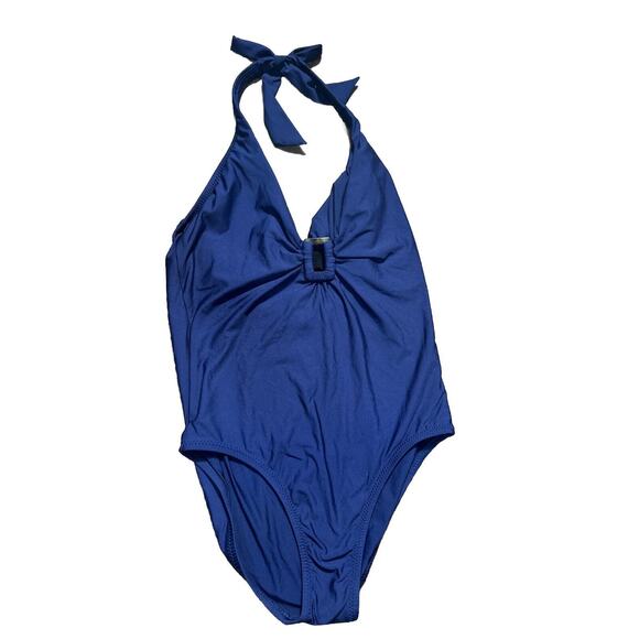 Helen Jon Swimsuit Size Small Navy Blue Halter Buckle Detail One piece NWOT - Picture 5 of 7
